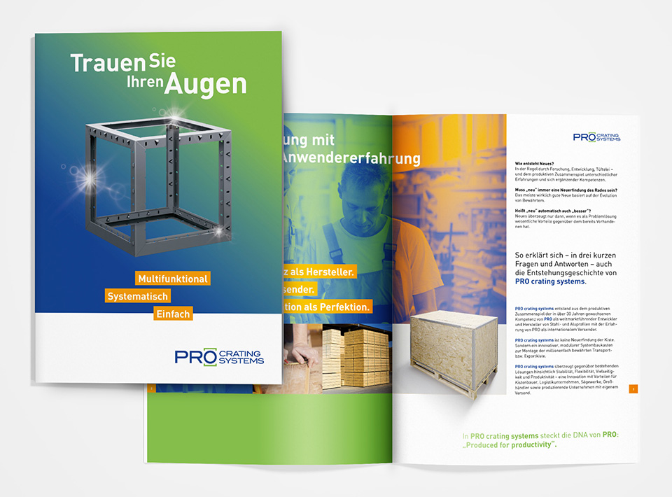 DRWA Das Rudel Werbeagentur Freiburg > Kompetenzen > Print-Design > PRO crating systems, Gäufelden