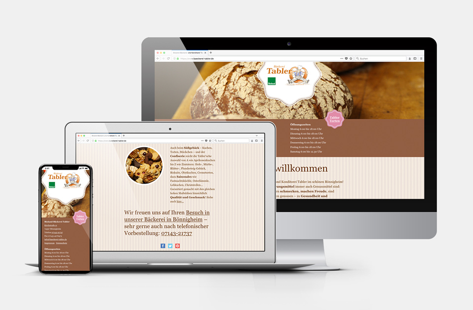 DRWA Das Rudel Werbeagentur Freiburg > Kompetenzen > Web-Design/-Programmierung > Beispiel Bäckerei Tabler, Bönnigheim